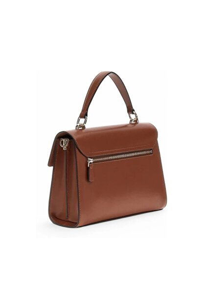 Guess ECO ALDITH TOP HANDLE FLAP Kadın Kahverengi El Çantası