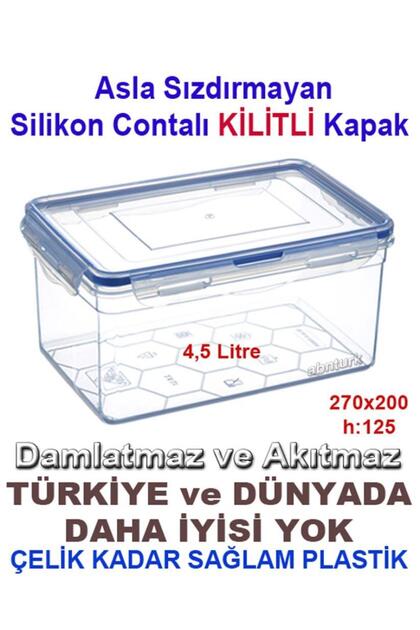 4.5 Litre Tam Korumalı Sızdırmaz Derin Saklama Kabı Hava geçirmez Sağlam Kap Contalı Kilitli Kapak