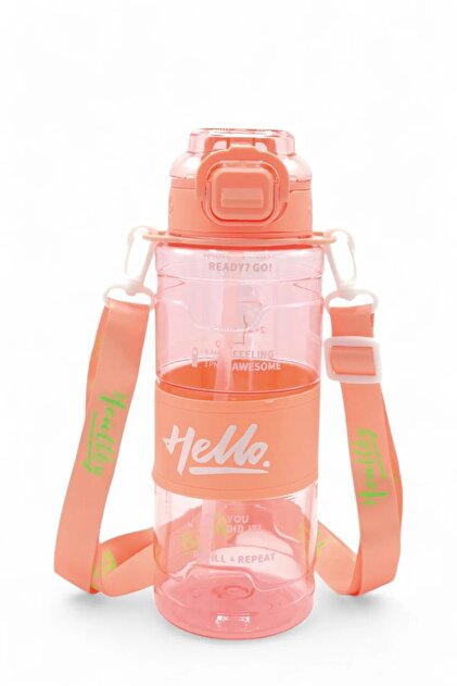 Quality Hello Straw Bottle - Daily Sports Water Bottle - School Children's Water Bottle with Colorful Neck Strap 800 ml