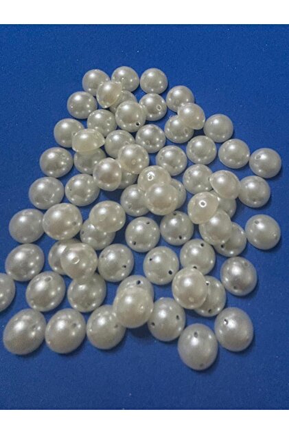 Janjanlı Kırık Beyaz Dikme Inci Yarım Inci Delikli Inci 10mm (100 ADET)b:29