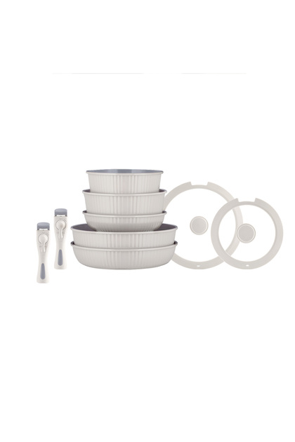 【値下げ中】cocone 5点セット Madame Coco Alsace 5'li Standlı Servis Seti - Soft Gri Fiyatı