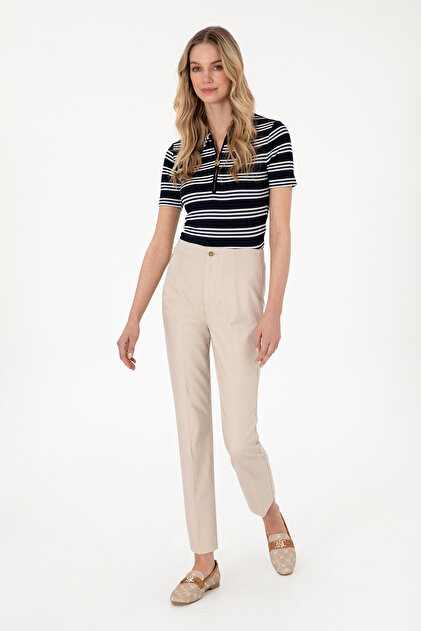 Damen Stone Slim Flare Cropped Fit Canvas-Hose 50301156-VR049
