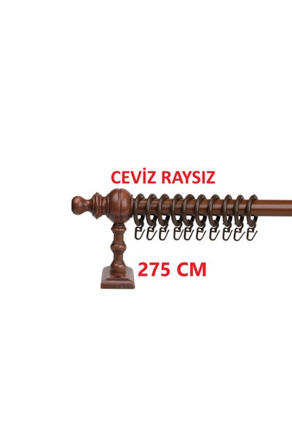 Ceviz Raysız Ahşap Rustik Perde Askısı Rustik Borusu - 275 Cm