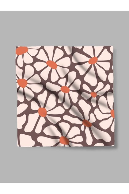 Daisy Patterned Chiffon Scarf, Bandana 50x50cm