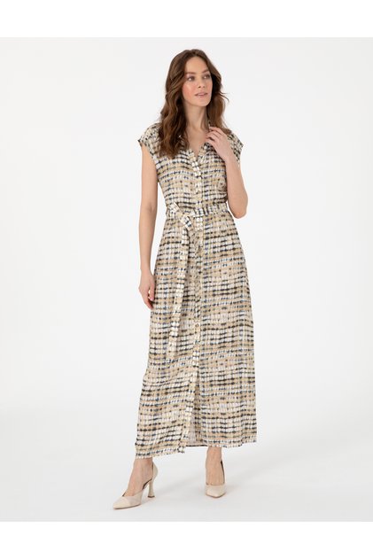 Bej Regular Fit Dokuma Elbise 50306975-VR011