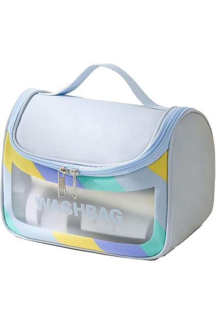 Geanta Cosmetice de Voiaj Flippy, Impermeabila, Translucida Mata, 22 x 16 x 14 cm, Albastru