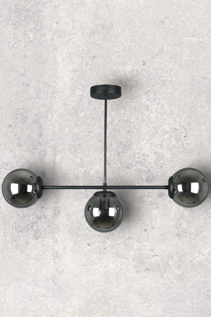 Neron Özel Tasarım Siyah Renk Globe Füme Camlı Salon - Mutfak - Yatak Odası 3'lü Avize