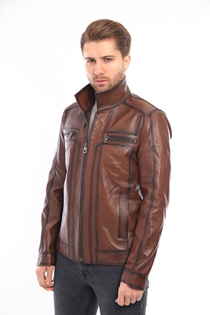 Brown Genuine Leather Men's Jacket