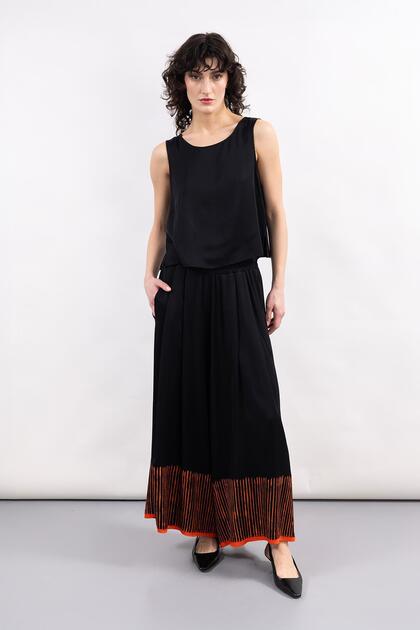 Black Hand Painted Satin Wide Leg Pants