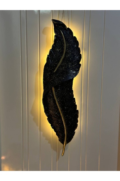 Tüy şekli dekoratif 60 x 16 cm aplık duvar dekoru biblo Ledli