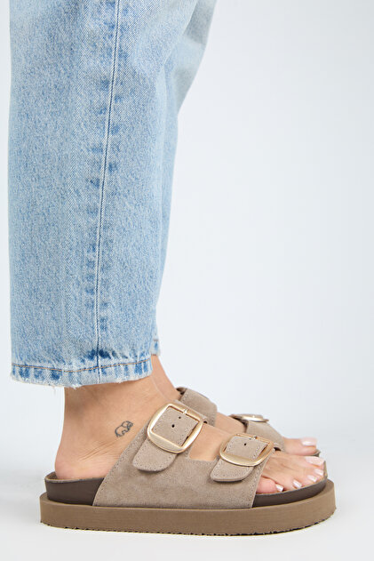 【M03-04】 Jane Humme テディベア Berre ベレ 限定9/9 Manijero İrene Platform Deri Kadın Terlik Bej - Fiyatı, Yorumları