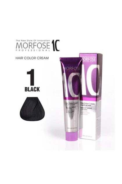 Morfose 10 Hair Color Cream with Argan Oil - Black (1), 100ml