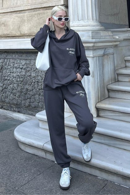 Smoke Hooded Tracksuit Set - Back Printed, Women's Mg2187