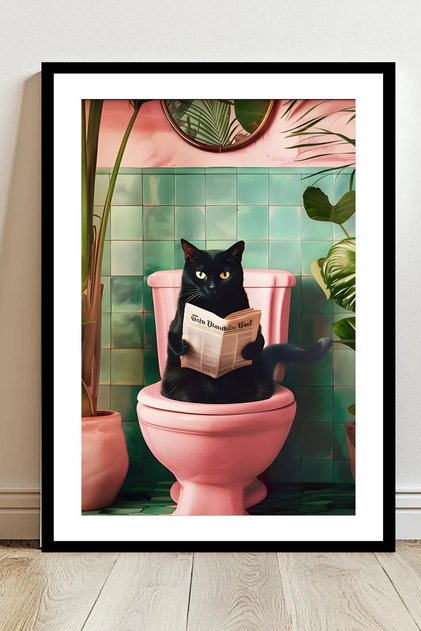 Kedi Temalı Çerçeve Görünümlü Mdf Tablo