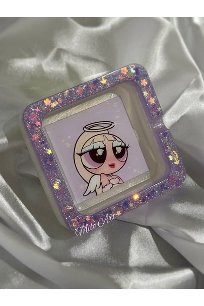 منفضة سجائر إيبوكسي من Powerpuff Girls منفضة سجائر إيبوكسي بيضاء أرجوانية مع طبق رماد منفضة سجائر إيبوكسي بيرليسسينت