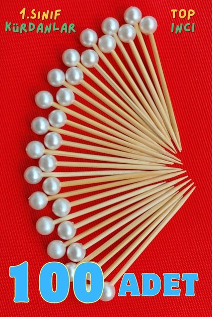 100 Pieces Round Pearl Cocktail Toothpick - Engagement Promise Ball Pearl Luxury Toothpick - 8 mm Cake Toothpick