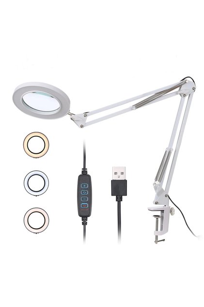 Katlanabilir Büyüteç Çok İşlevli 5/ 8X Işıklı LED Aydınlatmalı Masa Lambası USB Bağlantılı