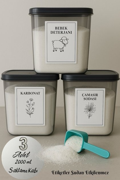 3' Anthracite Detergent Storage Container 2000 Ml Baking Soda And Washing Soda, Baby Detergent Box