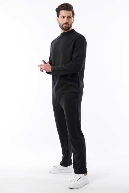 Schwarzes Basic-Langarm-Trainingsanzug-Set 5960
