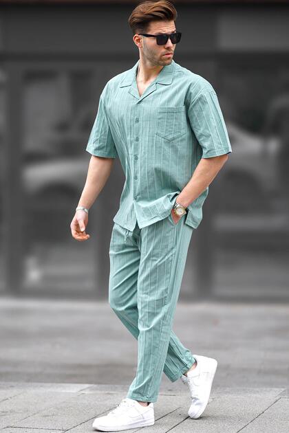 Men's Mint Green Shirt-Pants Set 5936