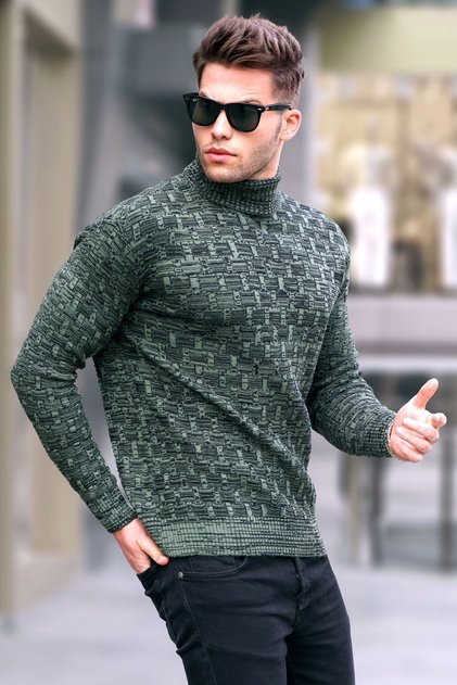 Light Khaki Turtleneck Knitwear Sweater 5758