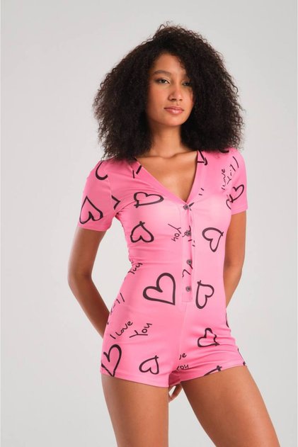 Women's Buttoned Short Shorts/ Short Sleeve Buttoned Jumpsuit