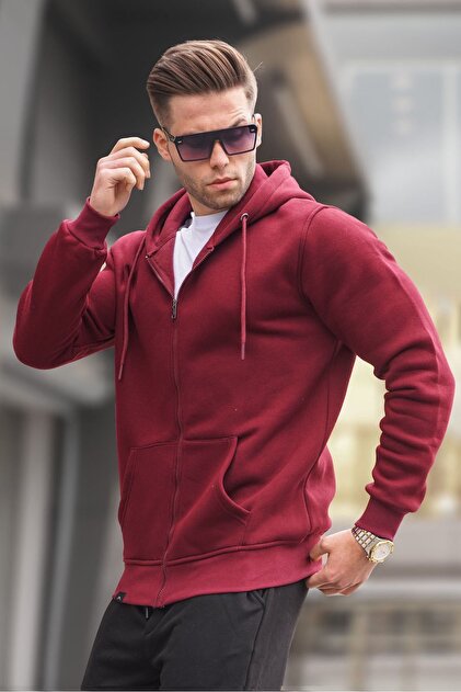 Madmext Bordo Kapüşonlu Regular Fit Erkek Sweatshirt 6033 - Fiyatı
