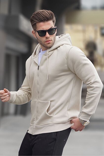 Madmext Bej Kapüşonlu Regular Fit Erkek Sweatshirt 6033 - Fiyatı