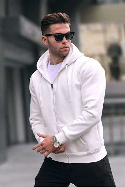 Madmext Ekru Kapüşonlu Regular Fit Erkek Sweatshirt 6033 - Fiyatı