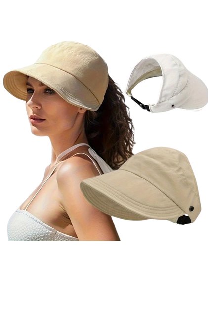 1Pc Women's Wide Brim Uv Protection Sun Hat – Breathable Open Top Design | Stylish Summer & P