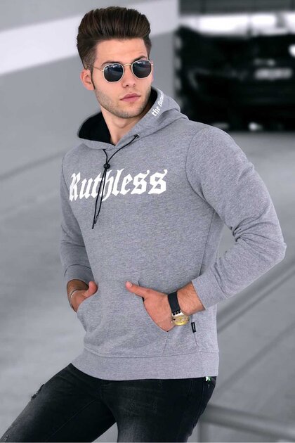 Gri Baskılı Erkek Sweatshirt 4747