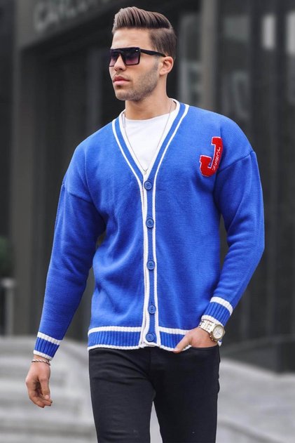 Cobalt Blue Men's Knitwear Cardigan 6314