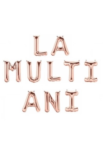 10 Baloane Aniversare La Multi Ani, Figurine Litere Tema Aniversare 40 cm Pai Inclus Bej