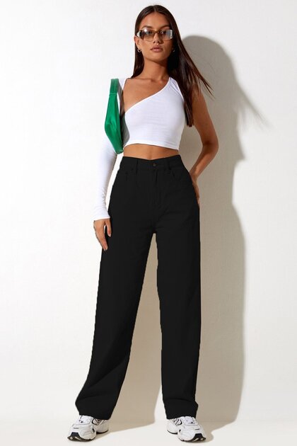 Mad Girls Siyah Palazzo Jean Mg1247