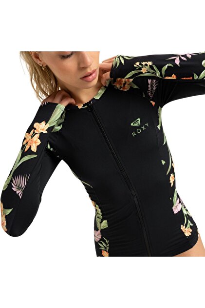 【 ROXY 】 Roxy LS Zip Lycra Kadın Siyah Lycra KADIN LYCRA ERJWR03830