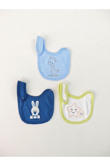 100% Cotton 3-Piece Baby Boy Bib Collar Baby Bib Double Layer Snaps Scarf Drool Bib