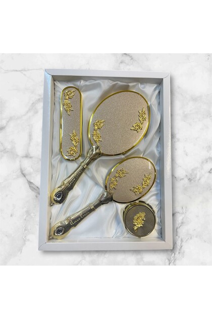 Mirror Comb Set Gold (Double Wreath)