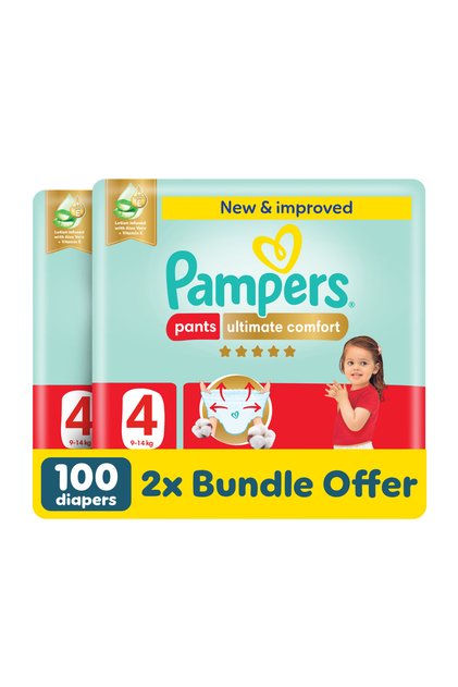 Diaper Pants | Ultimate Comfort | Size 4 | 9-14 kg | Aloe+Vit E | 100 Ct