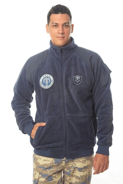 Air Force Long-Sleeved Navy Blue Color Full Zipper Bato Collar Cold-Proof Aviator Polar