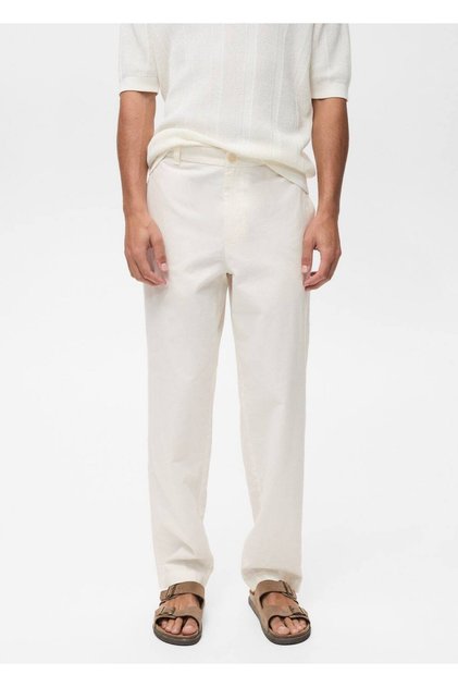 Regular fit keten pantolon