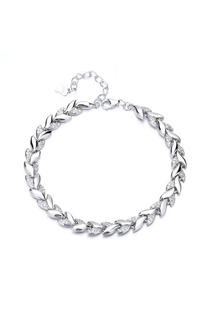 Brățară Argint 925 Damă Model Frunze cu Zirconii Placată Rodiu JW1228