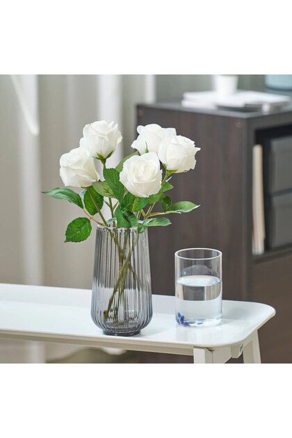 5 Adet Yapay Beyaz Gül Yükseklik 40 Cm 5'li Set Yapay Çiçek Dekoratif Bitki White Rose