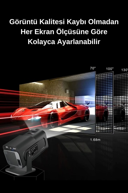 ■mini ELECTROZEN HY320 Mini Siyah Taşınabilir Projektör 720P HD, Android