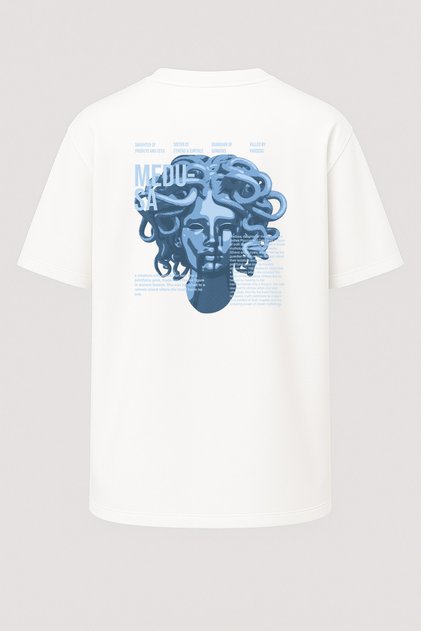 Medusa Printed Oversize Blue Unisex T-Shirt