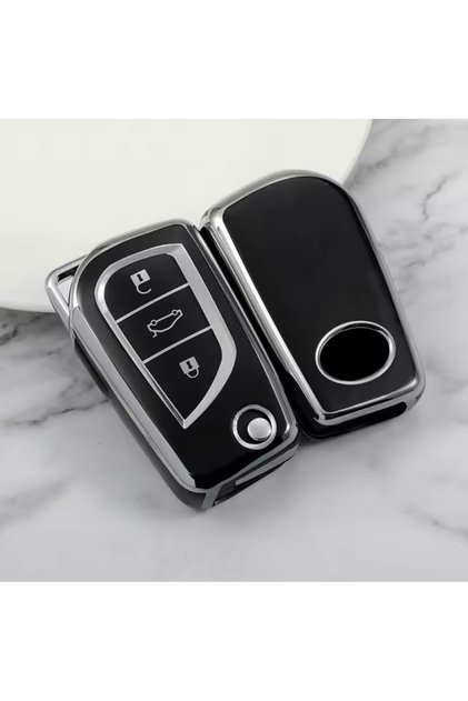 Toyota Aygo Key Case Cover Black-Silver