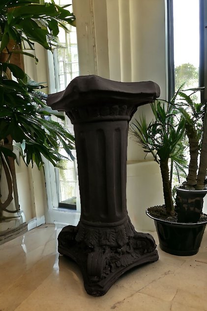 DEKORATİF 53 cm BÜYÜK BOY MAT SİYAH ROMA SÜTUNU EV BALKON BAHÇE DEKORASYON BOHEM BİBLO HEYKEL