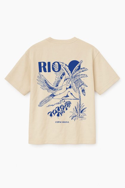 Beige Color Oversize Brazil, Rio De Janeiro Back Printed Unisex T-Shirt T-Shirt
