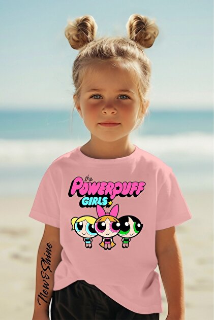 NEWSHİNE POWERPUFF GİRLS BASKILI BASKILI OVERSİZE ÇOCUK T-SHİRT