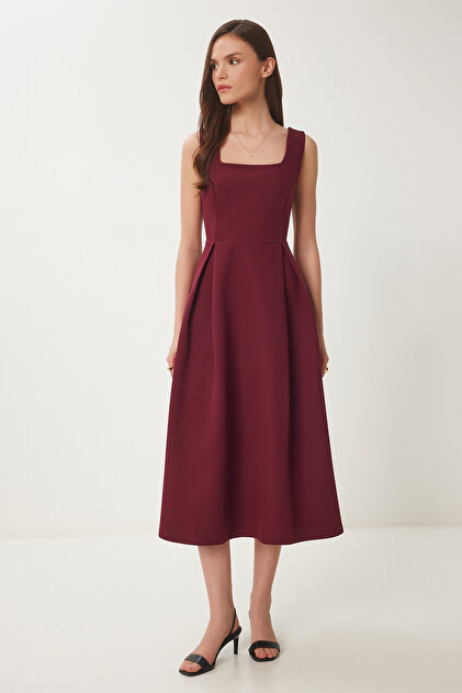 chinese dress ladies Burgundy Asymmetric Velvet Midi Dress – shopaleena main image 1