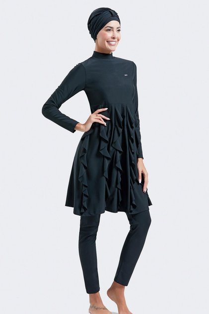 Fully Covered 4-Piece Hijab Swimsuit 4051 Black